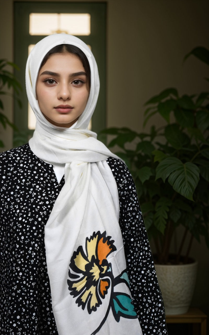 Silky Scarf with flowers