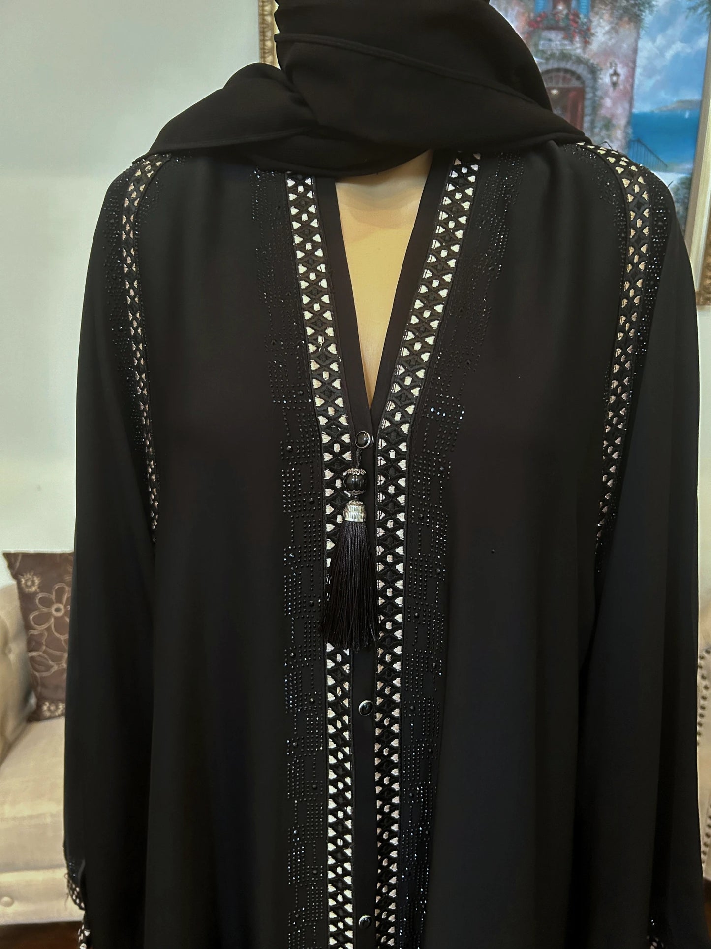 Plain Embroidered Abaya