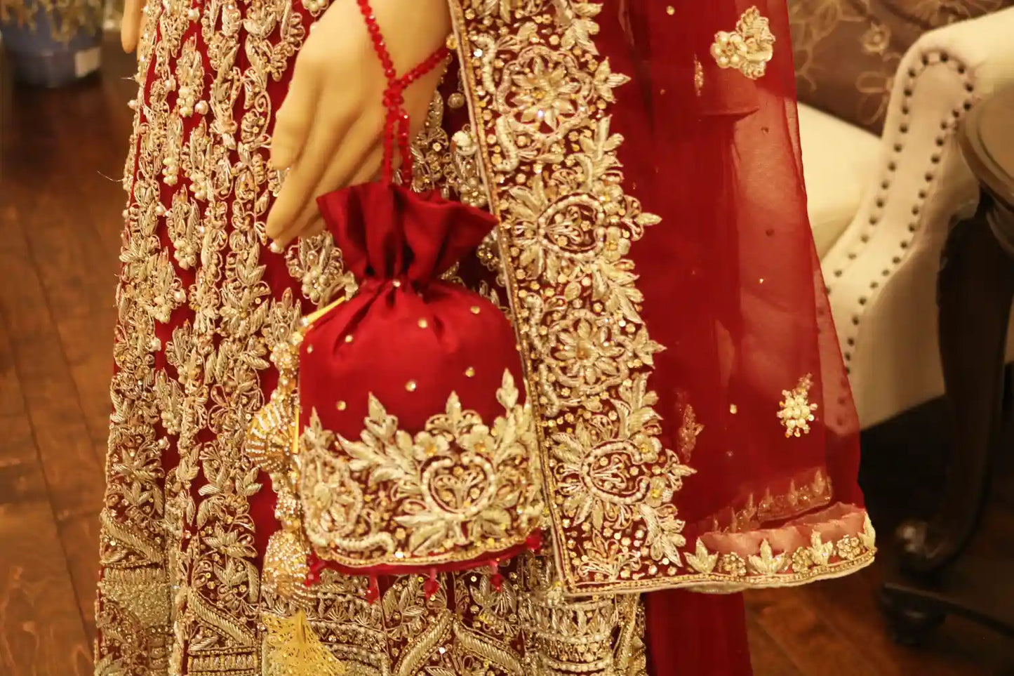 Garnet Red Pakistani bridal lehenga