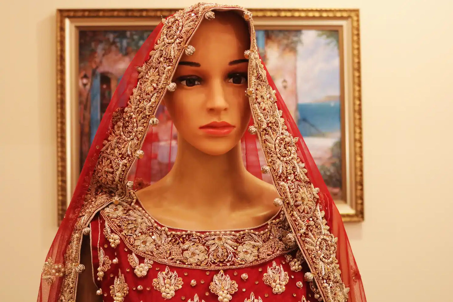 Garnet Red Pakistani bridal lehenga
