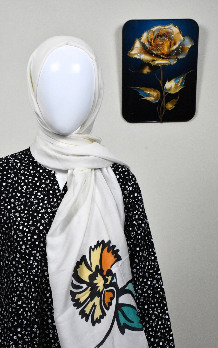 Silky Scarf with flowers