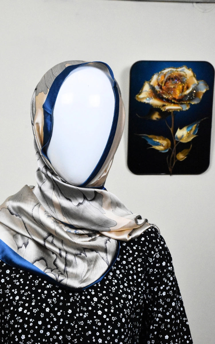 Silky Scarf with flowers