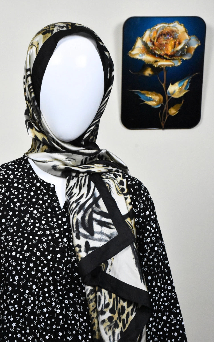 Silky Scarf with flowers
