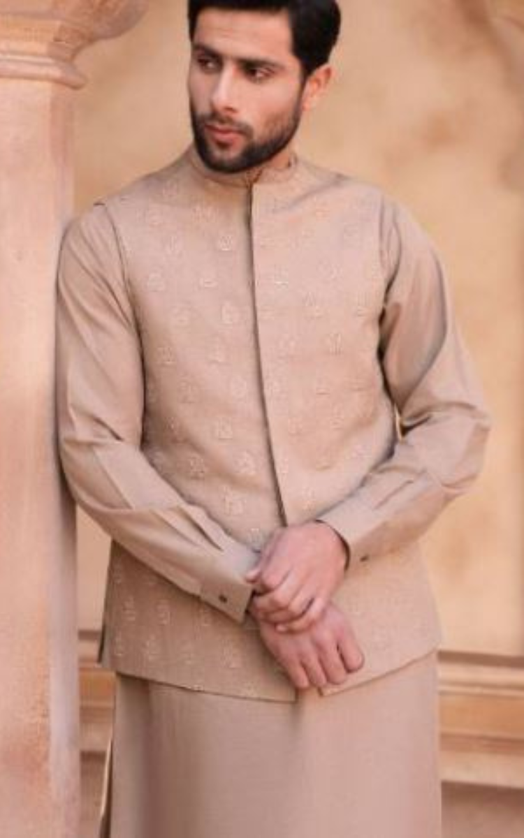 Fine wash and wear dress with Embroidered waistcoat