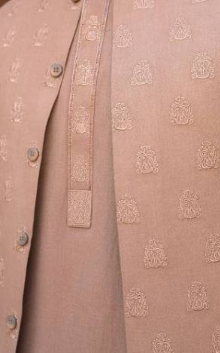 Fine wash and wear dress with Embroidered waistcoat