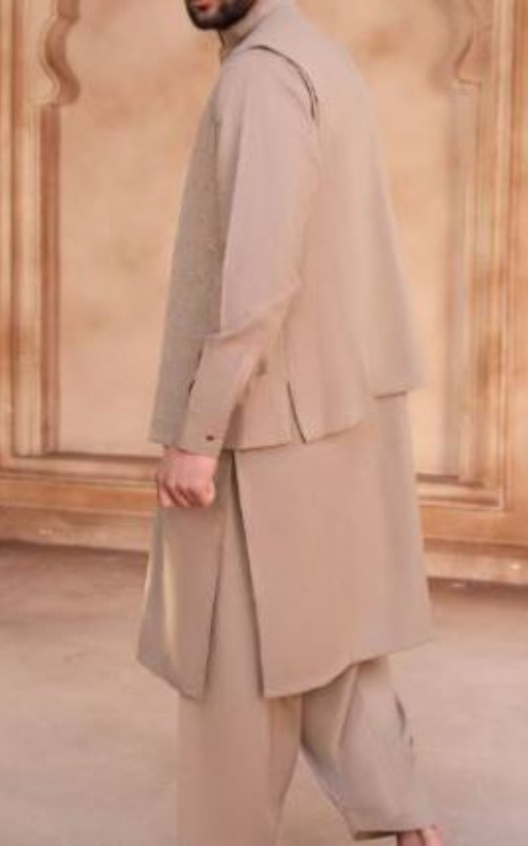 Fine wash and wear dress with Embroidered waistcoat