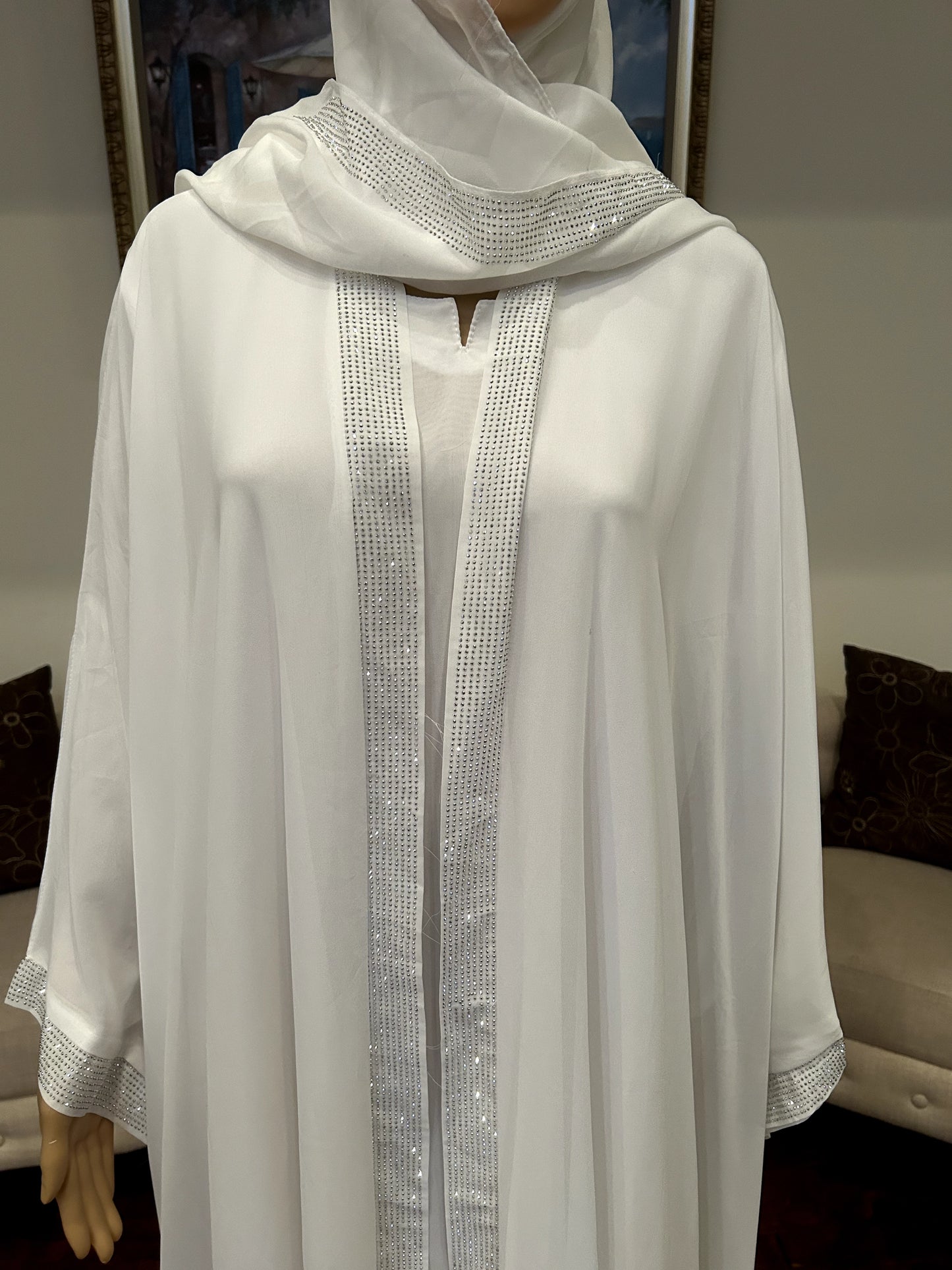 Plain Gown Abaya with Stone Work