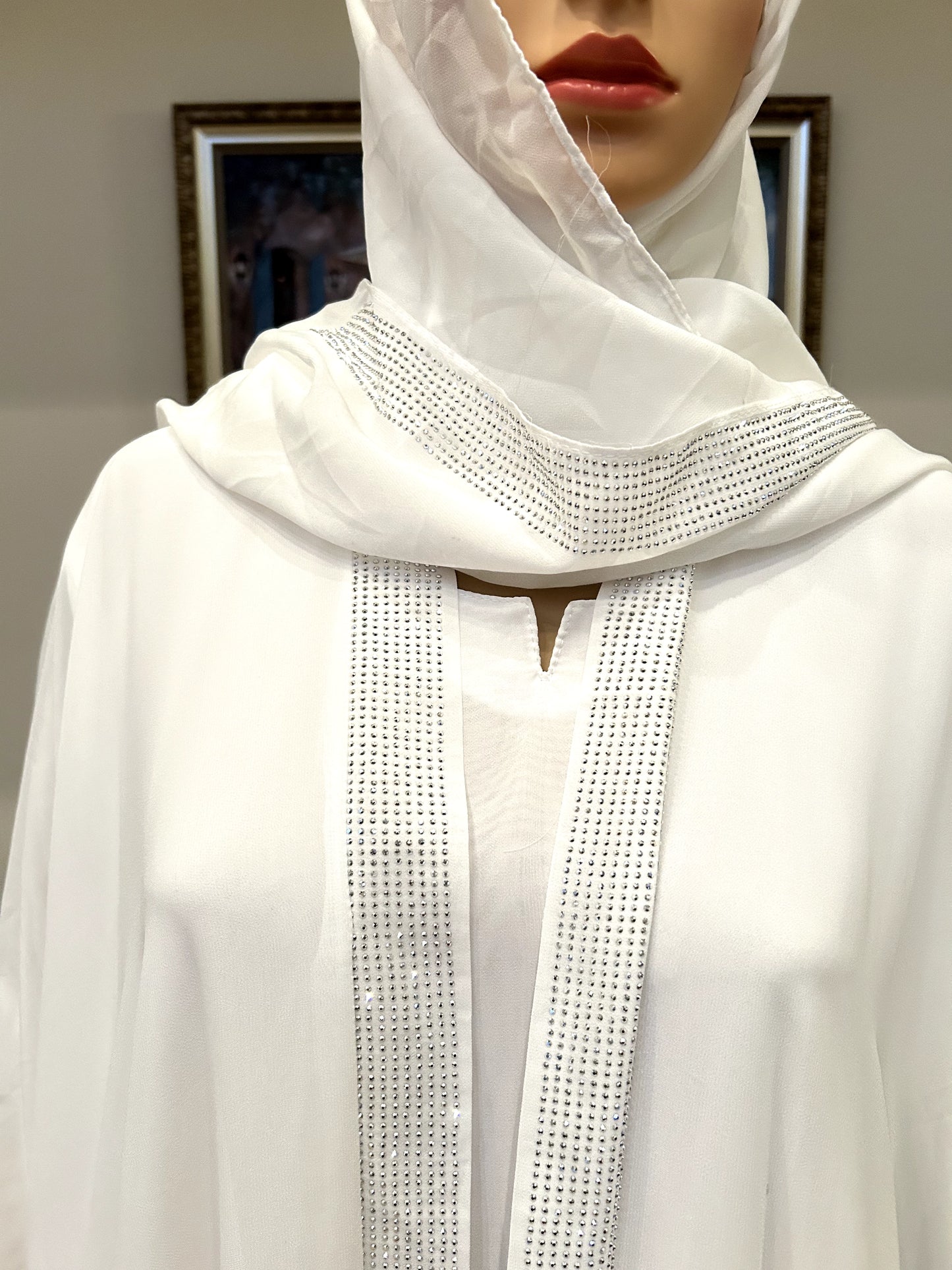Plain Gown Abaya with Stone Work