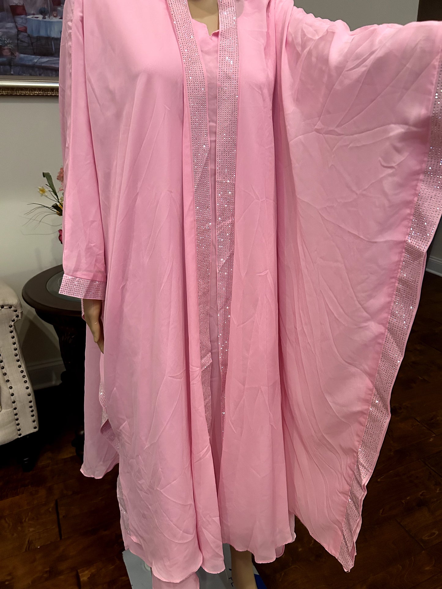 Plain Gown Abaya with Stone Work