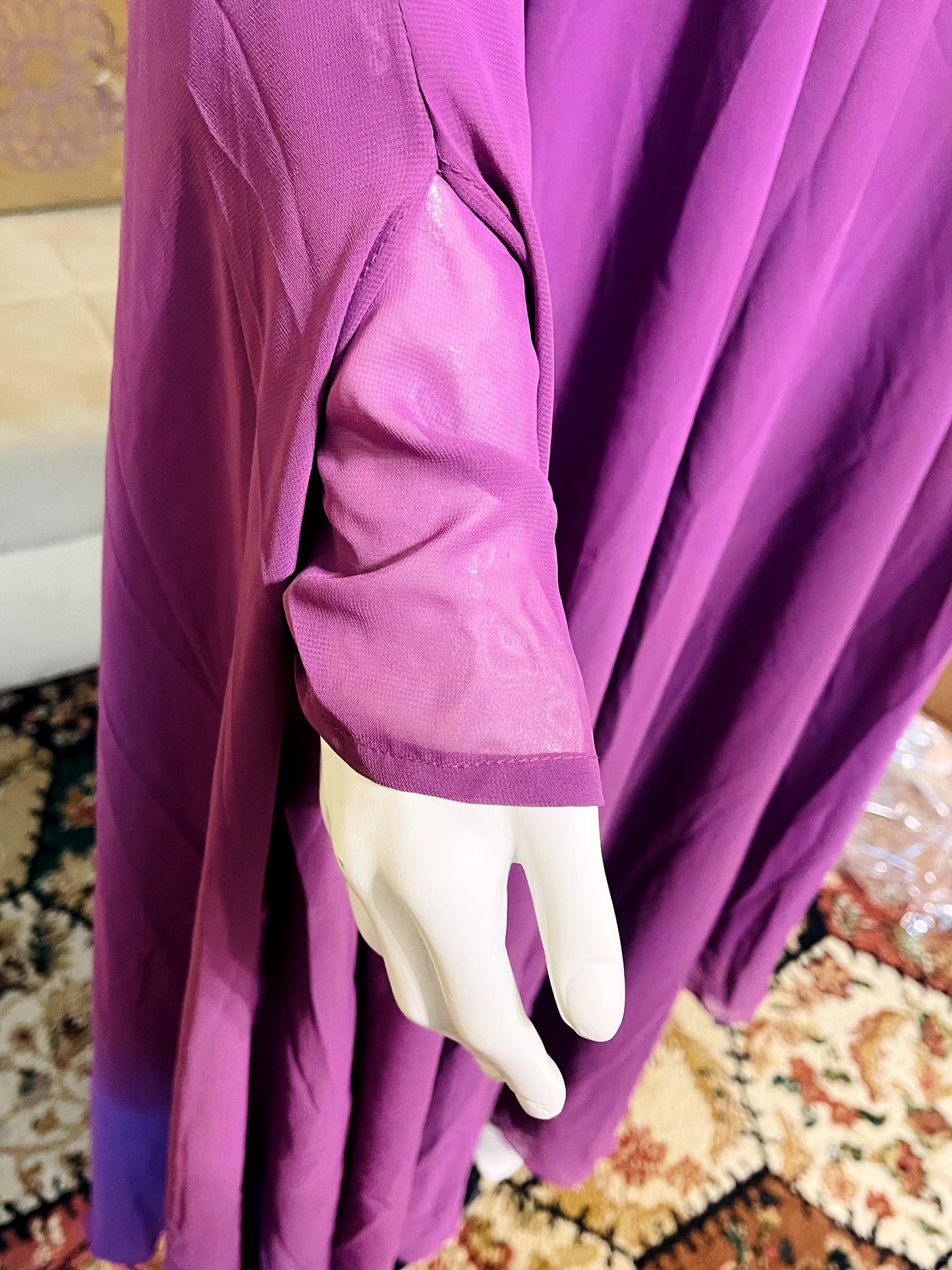 Plain Umbrella Georgette Abaya with Gown, Scarf and Veil