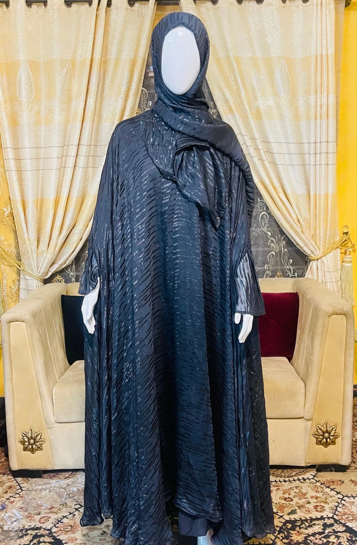 Plain Umbrella Abaya with Gown, Scarf and Veil