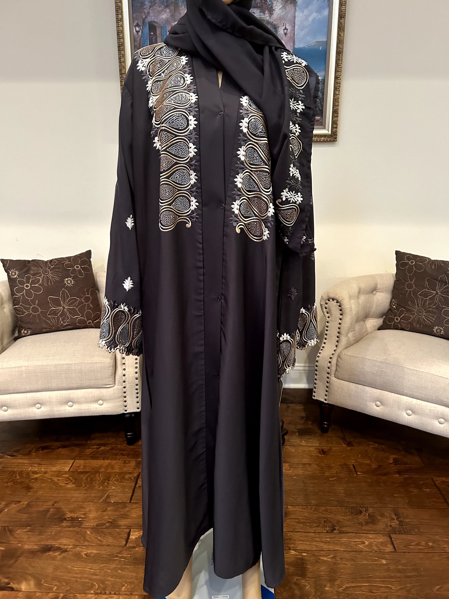 Plain Embroidered Abaya
