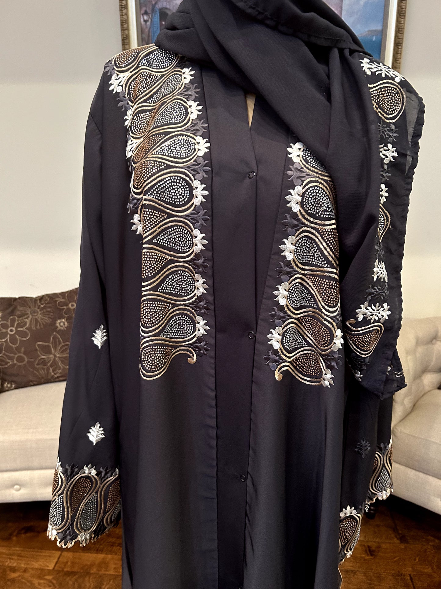 Plain Embroidered Abaya