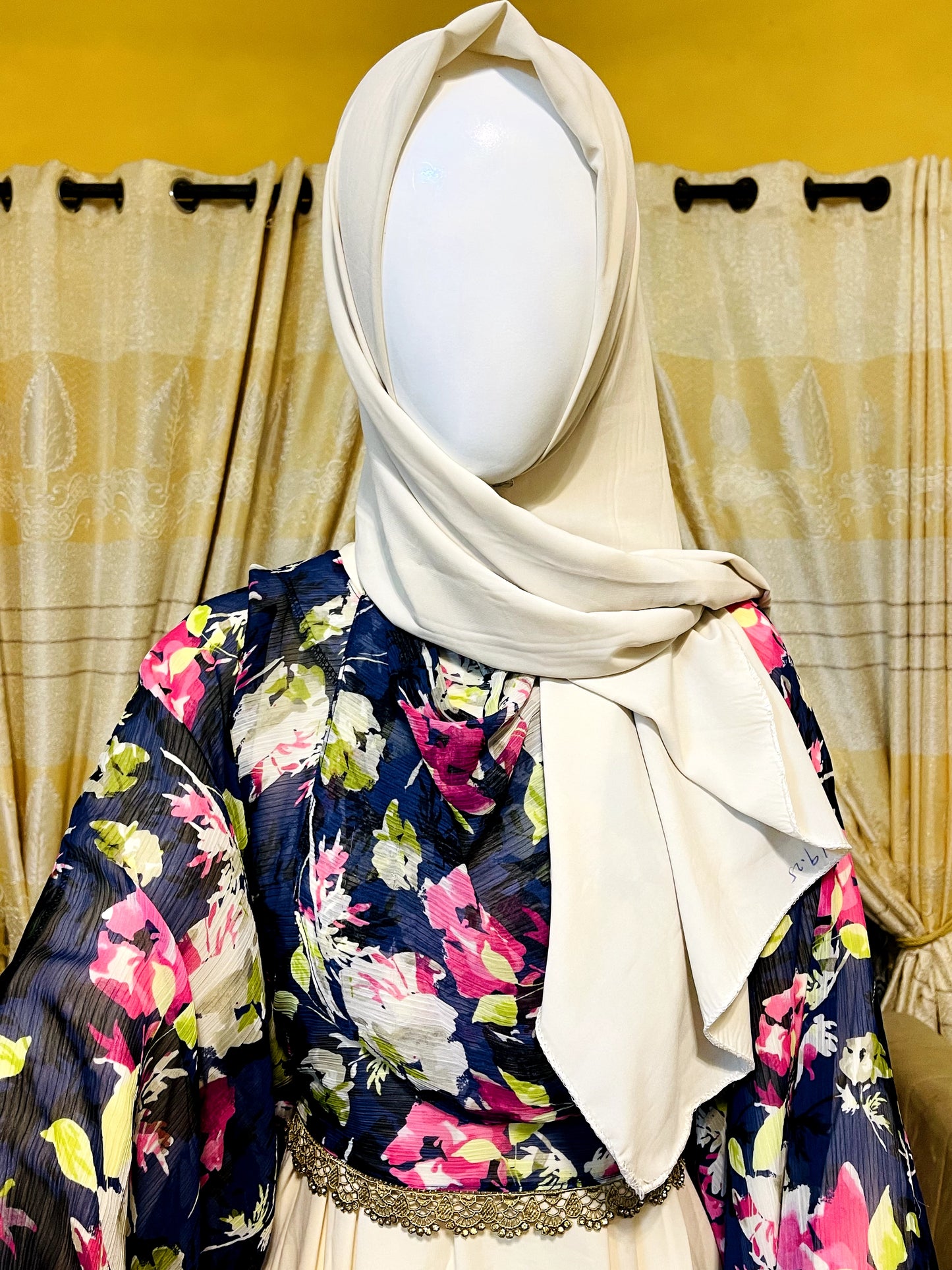 Printed georgette Abaya with Gown Scarf