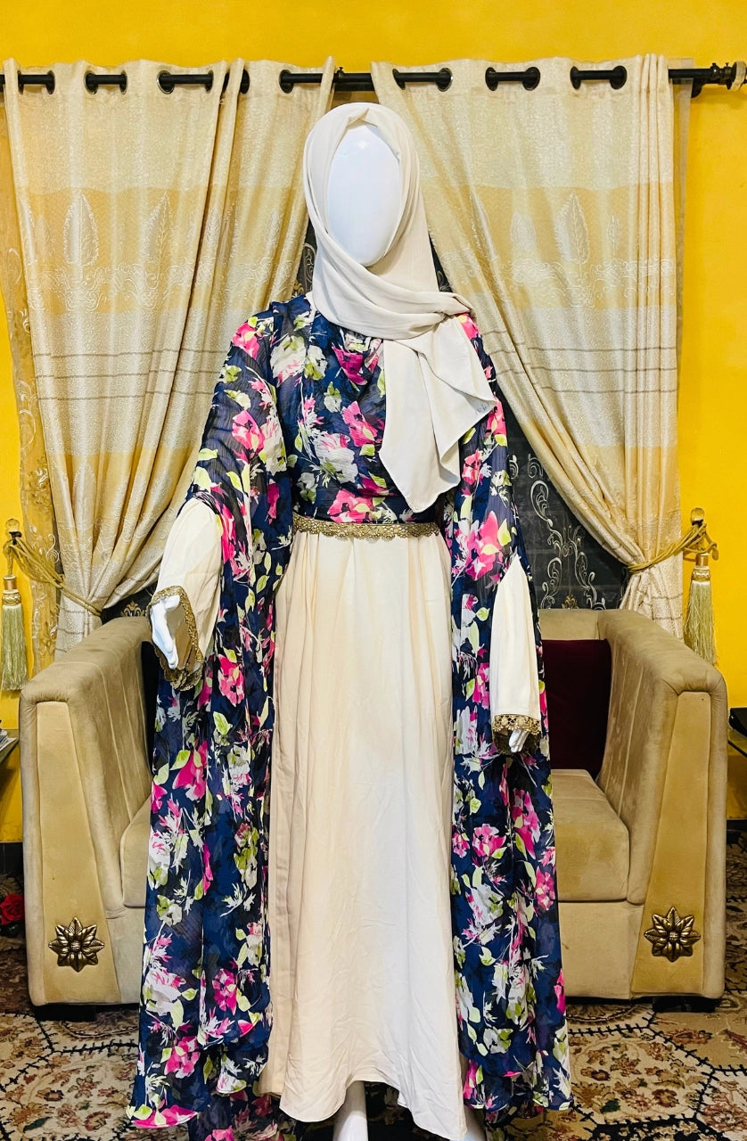 Printed georgette Abaya with Gown Scarf