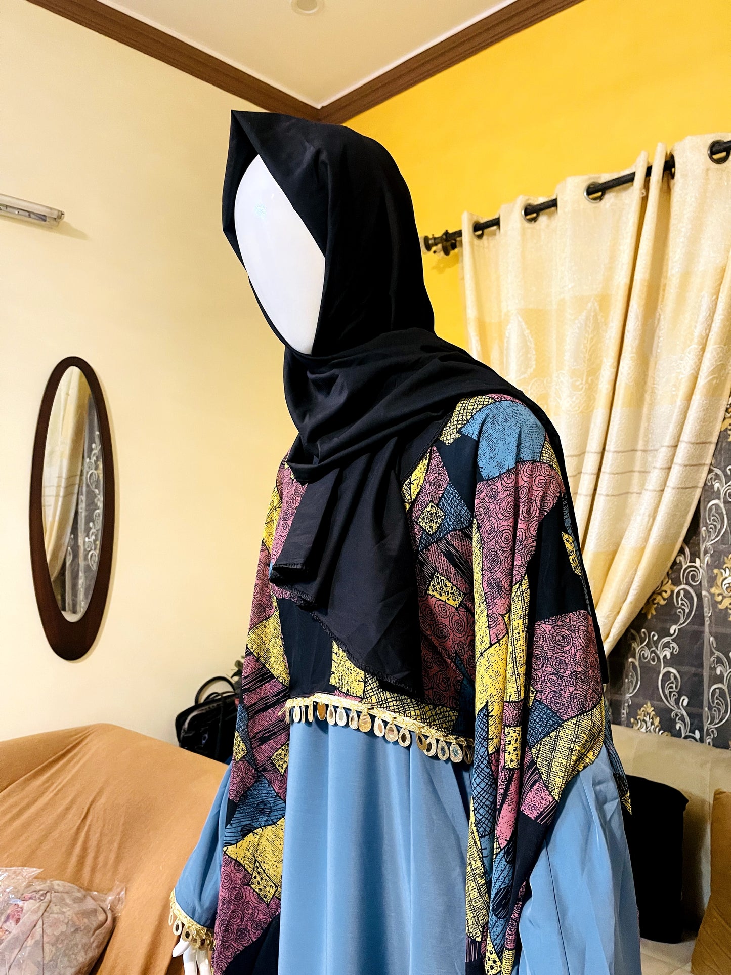 Printed georgette Abaya with Gown Scarf and Veil