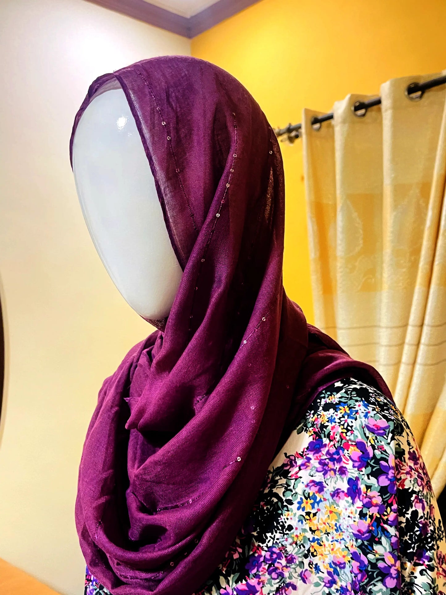 Printed georgette Straight Abaya with Scarf
