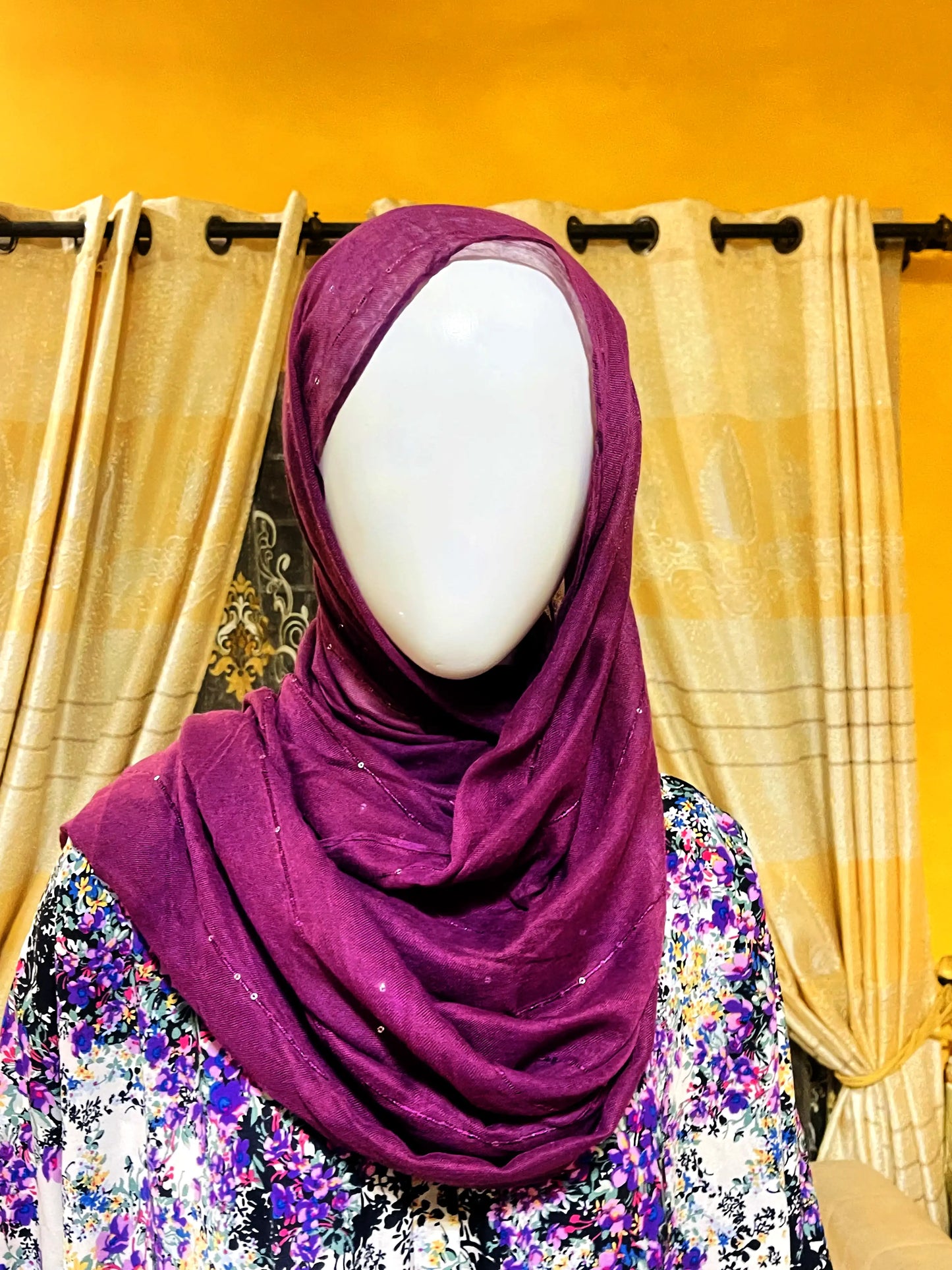 Printed georgette Straight Abaya with Scarf