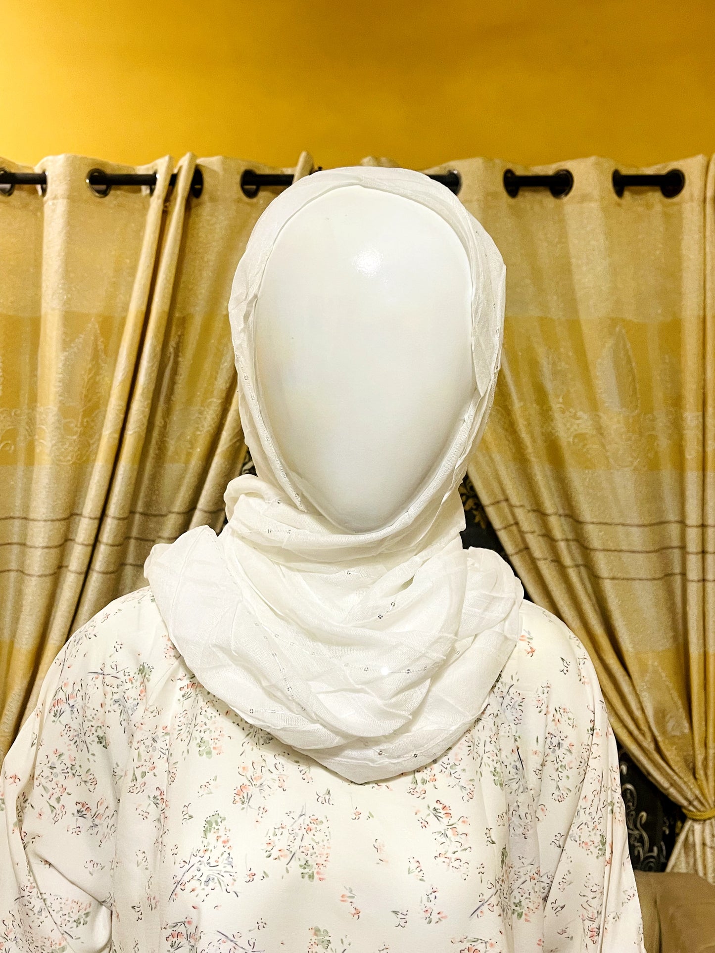 Printed Straight Abaya with Scarf