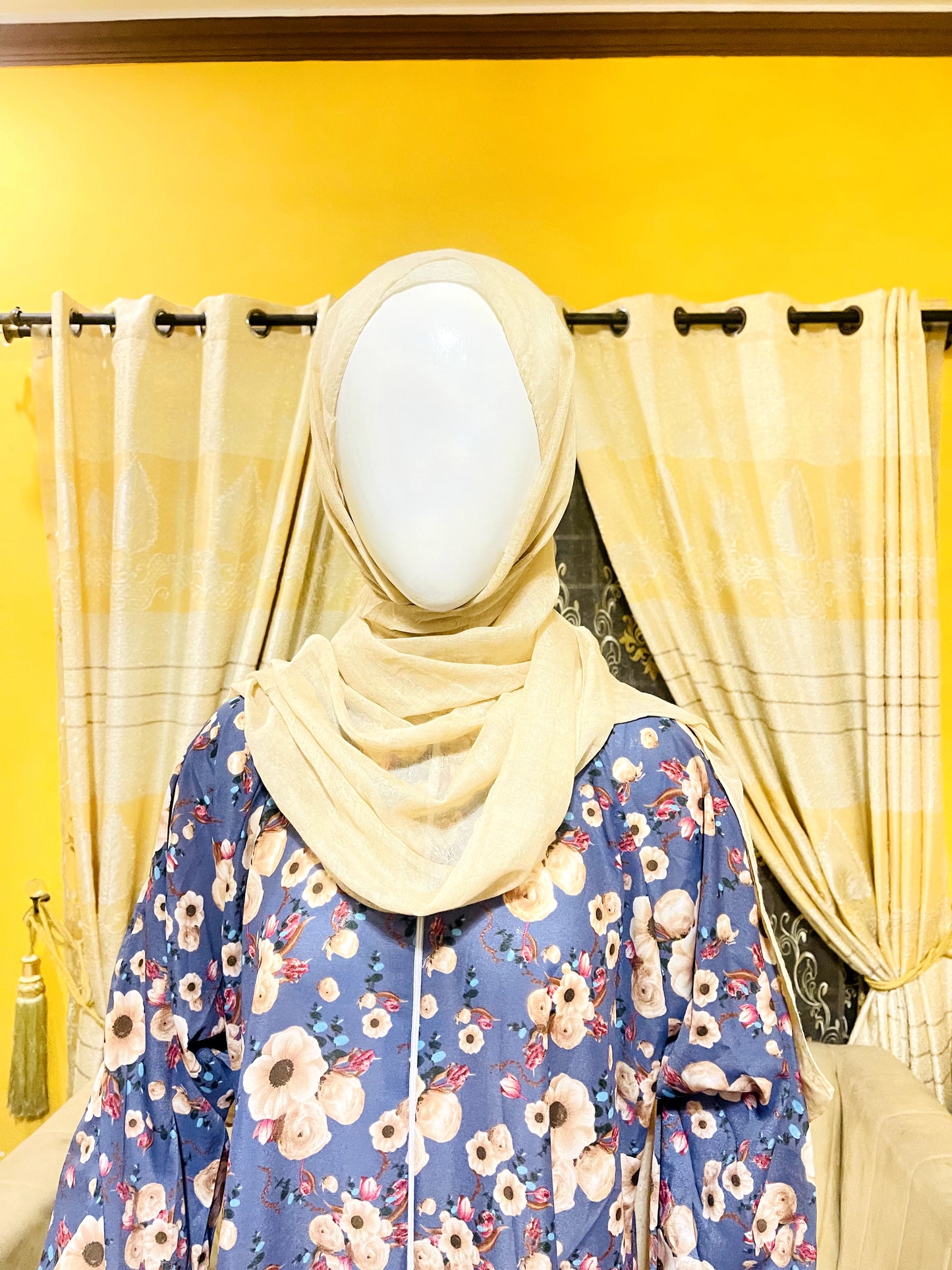 Printed Straight Georgette Abaya with Scarf