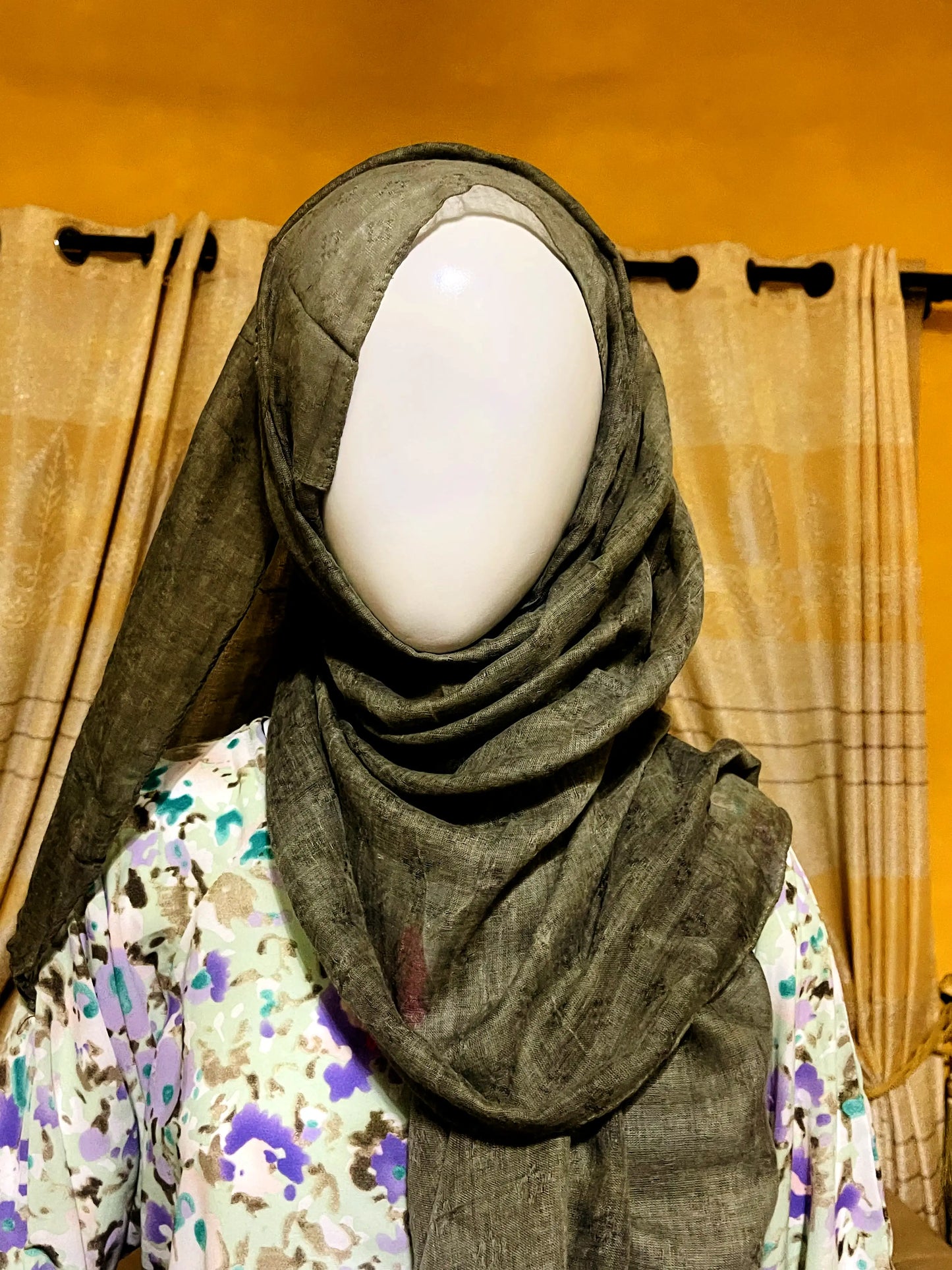 Printed Straight Georgette Abaya with Scarf