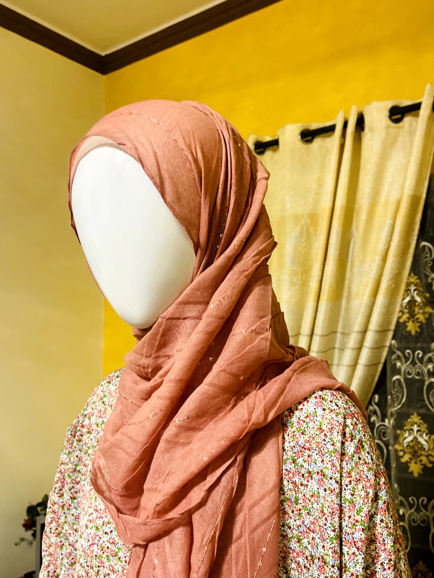 Printed Straight Georgette Abaya with Scarf