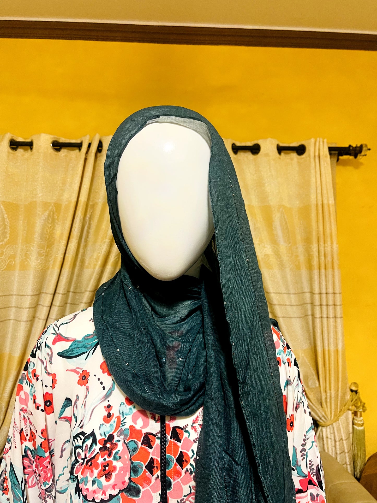 Printed Straight Georgette Abaya with Scarf