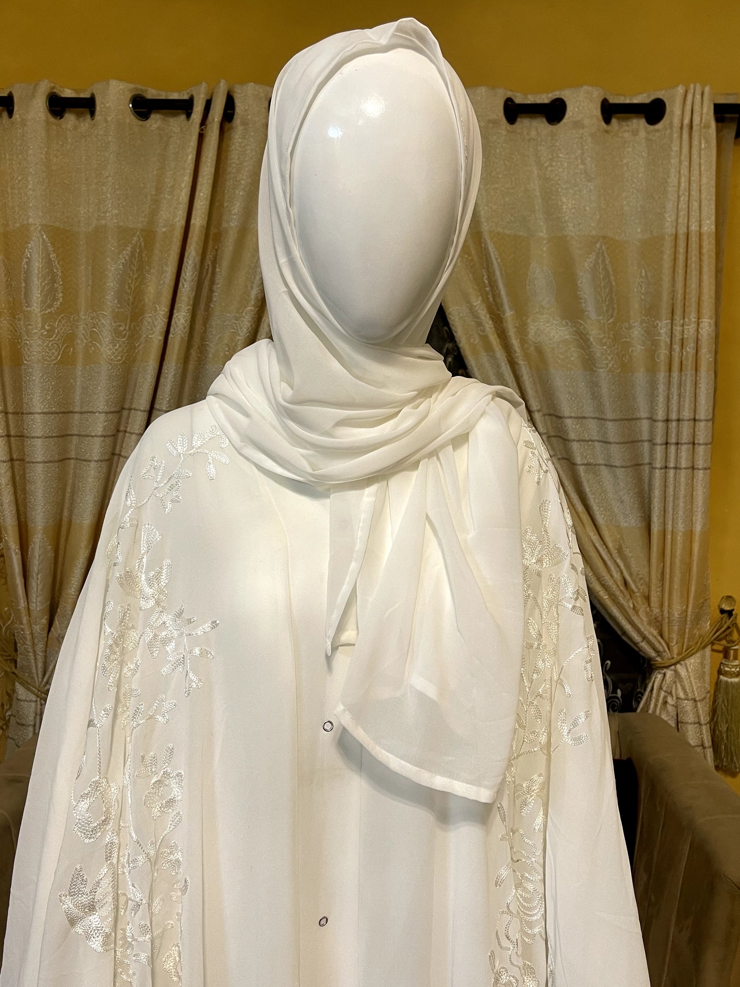 Printed Georgette Embroidery Abaya with Scarf
