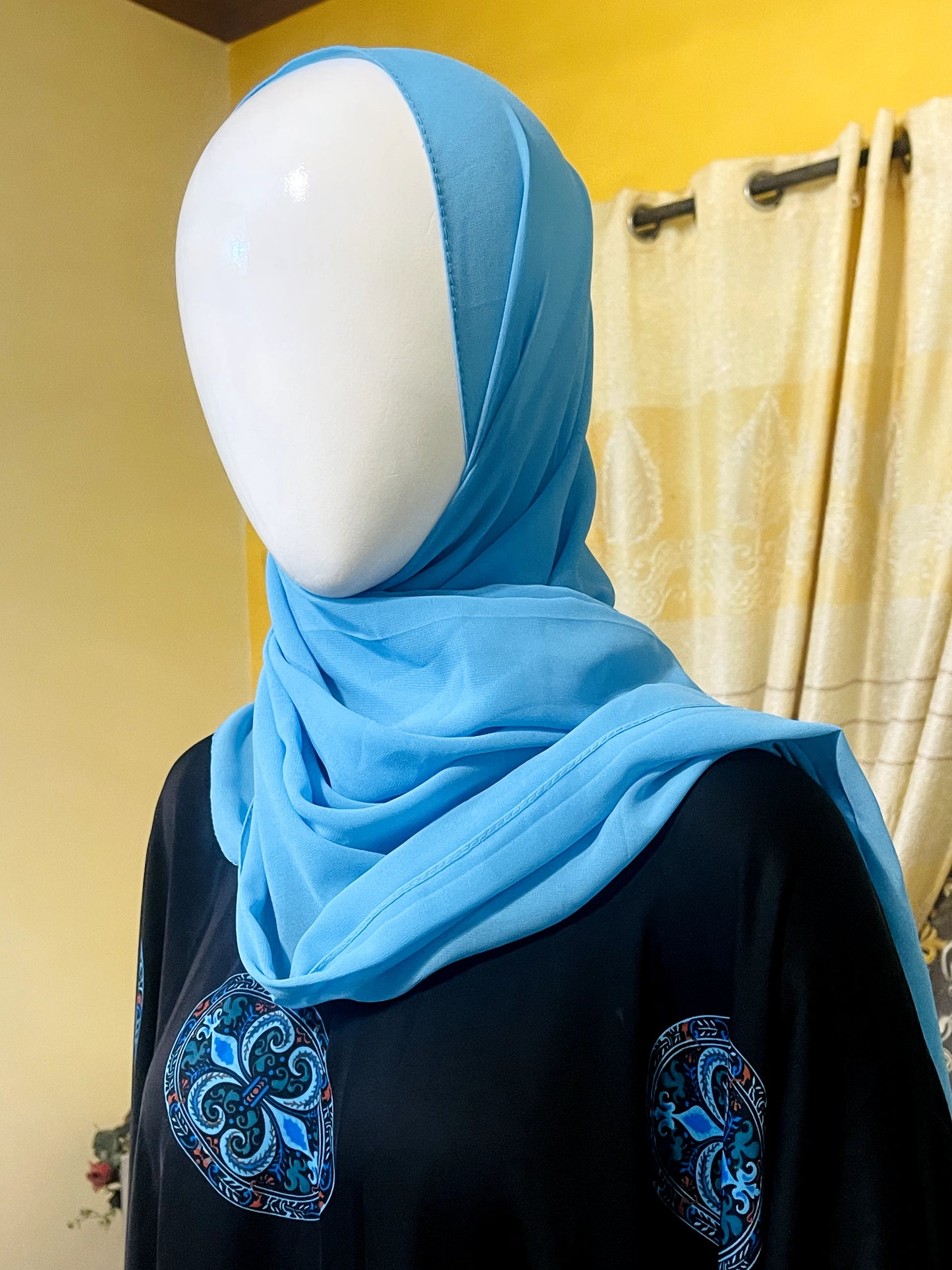 Printed Umbrella Abaya Nida Fabric with Scarf
