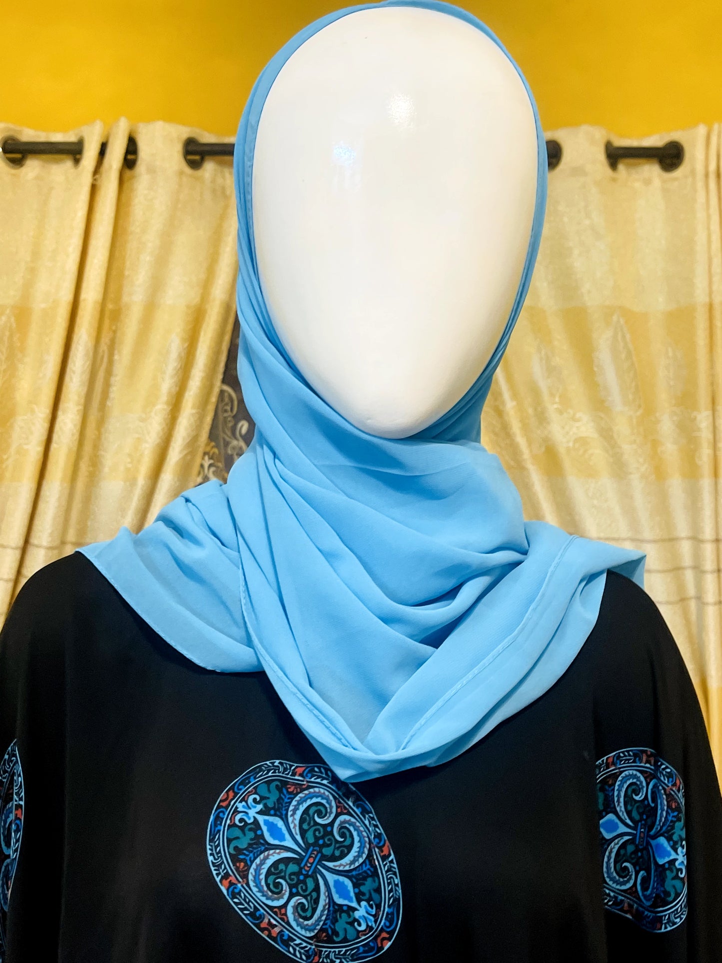 Printed Umbrella Abaya Nida Fabric with Scarf