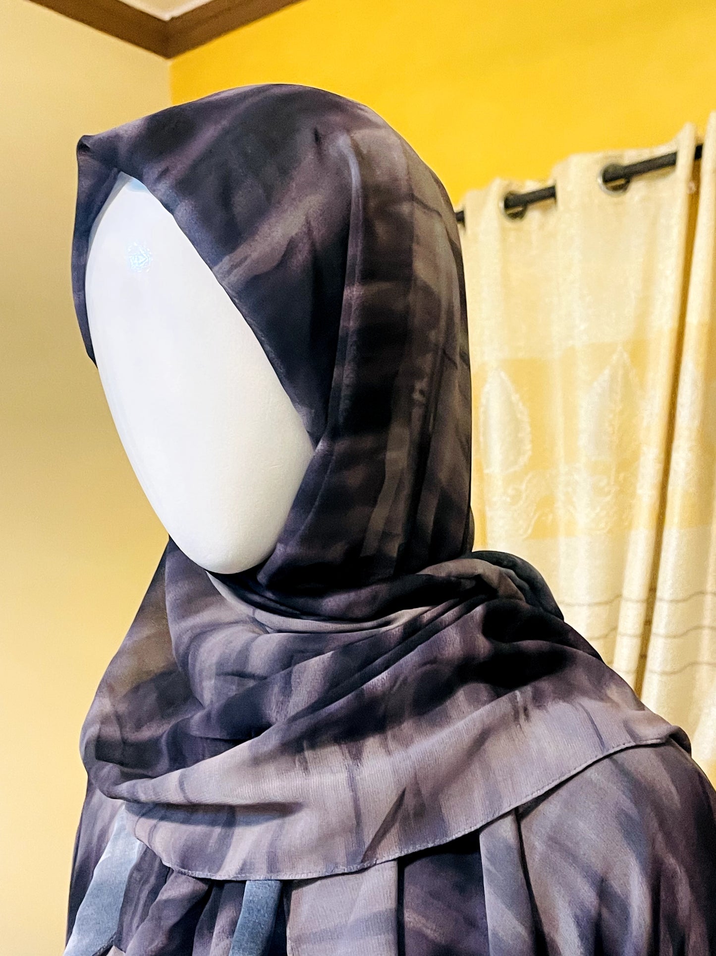 Dye georgette Abaya with Gown, veil and Scarf