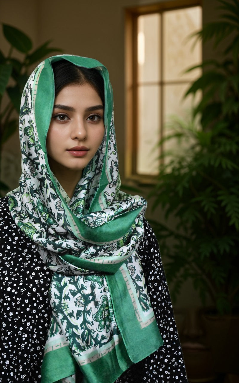 Silky Scarf with flowers
