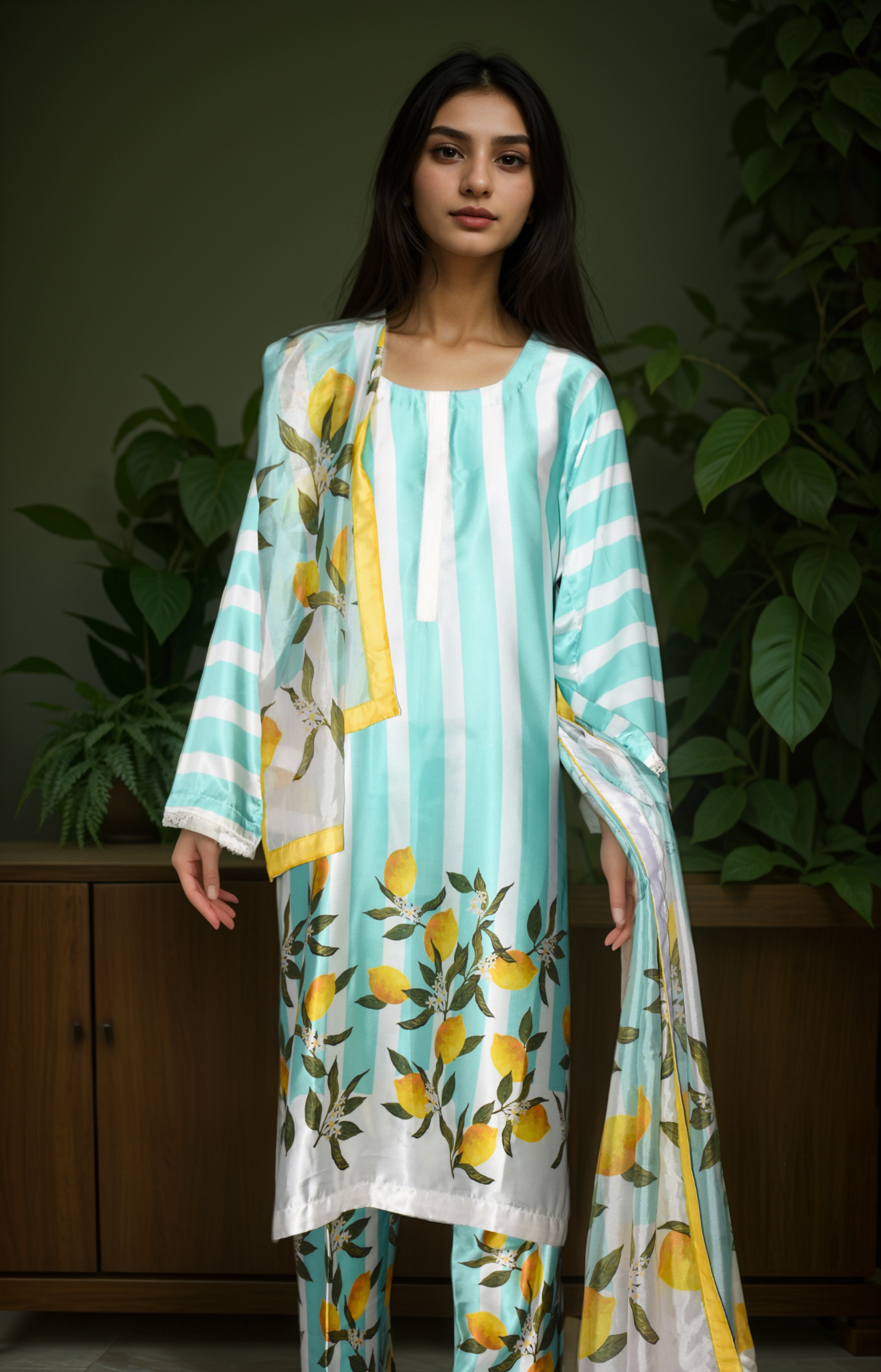 3 pcs Silky dress with Dupatta
