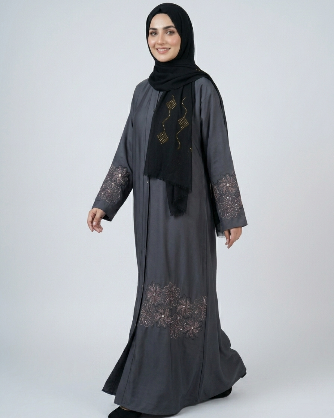 Nida fabric front closed abaya