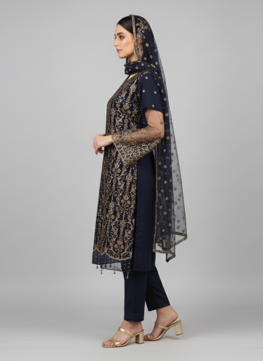 3 pc dress Embroidered Chiffon Pakistani wedding wear
