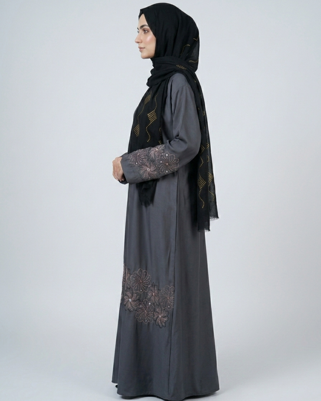 Nida fabric front closed abaya