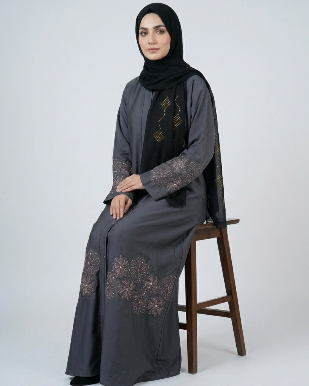 Nida fabric front closed abaya