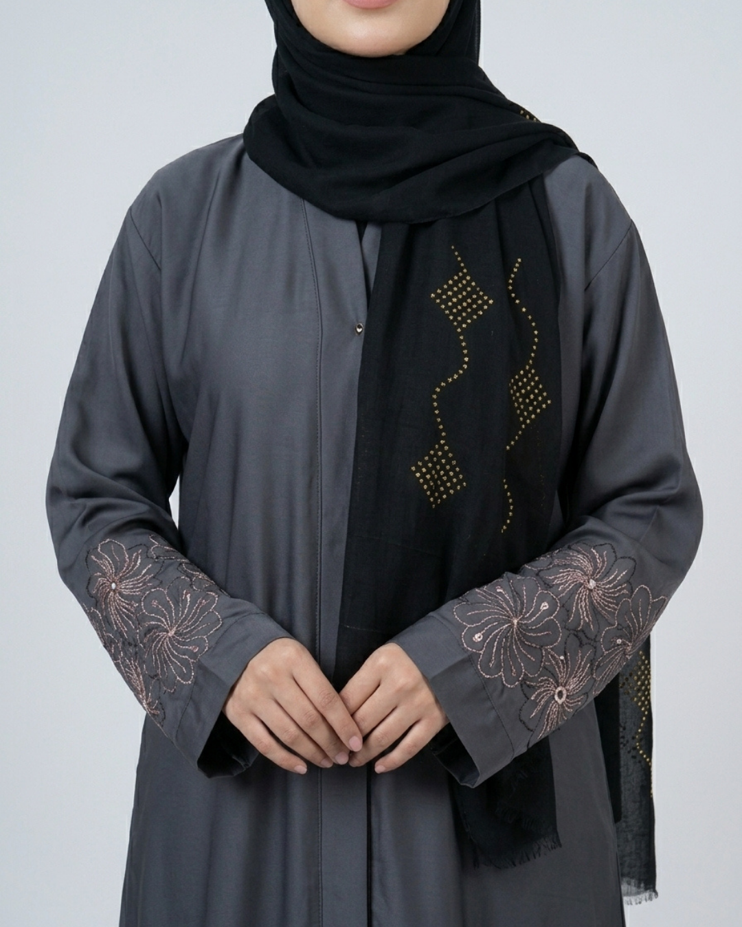 Nida fabric front closed abaya
