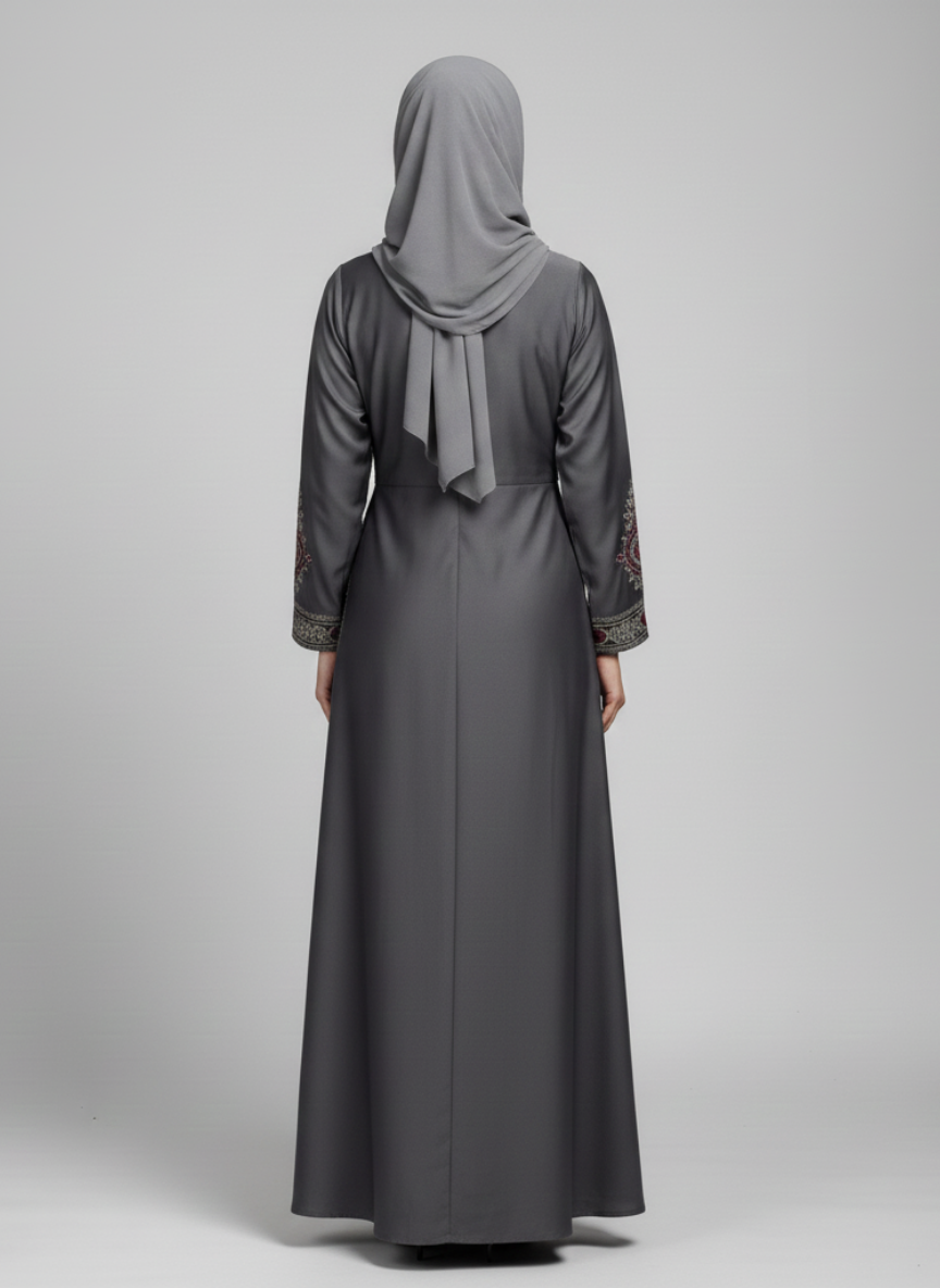 Plain Abaya with bail work