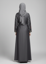 Plain Abaya with bail work