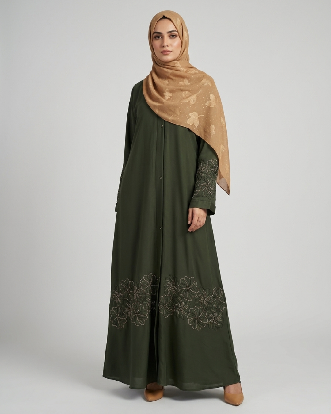 Nida fabric front closed abaya