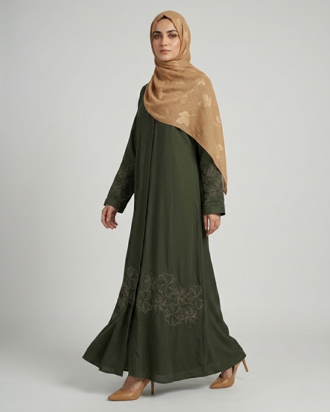 Nida fabric front closed abaya