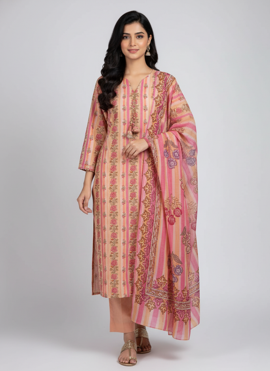 J. Printed Lawn Suit