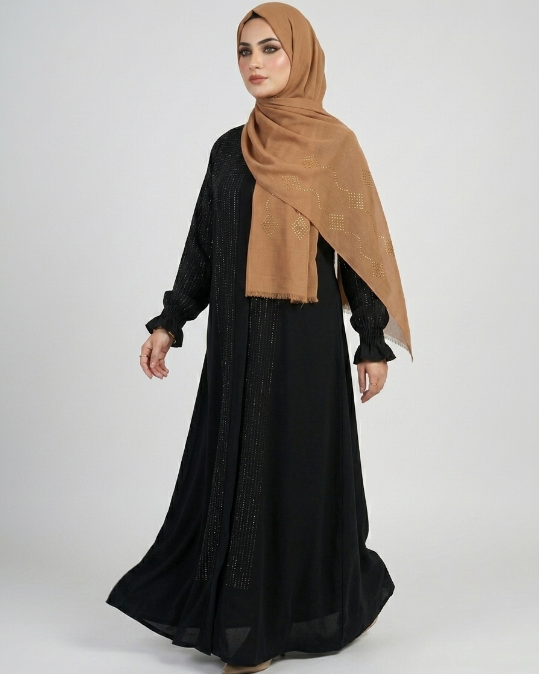 Nida fabric front closed abaya