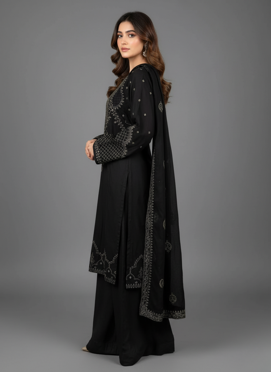 3pcs embroidered viscose Fabric suit pakistani party wear