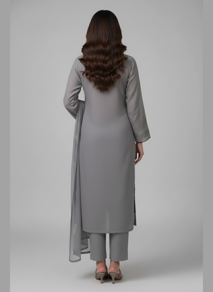 3 PCs Embroidered dress