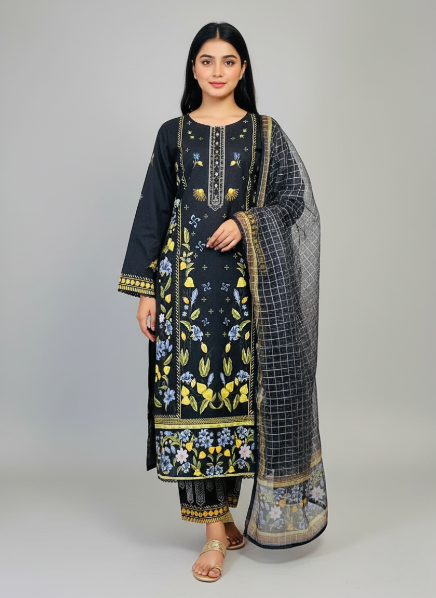 Stonework Cotton Shirt 3pc Suit