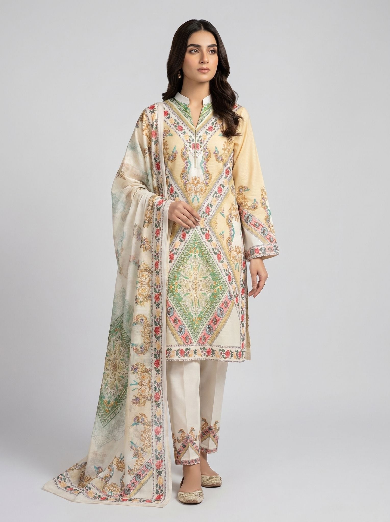 3 pcs Long length Banadorya lawn dress