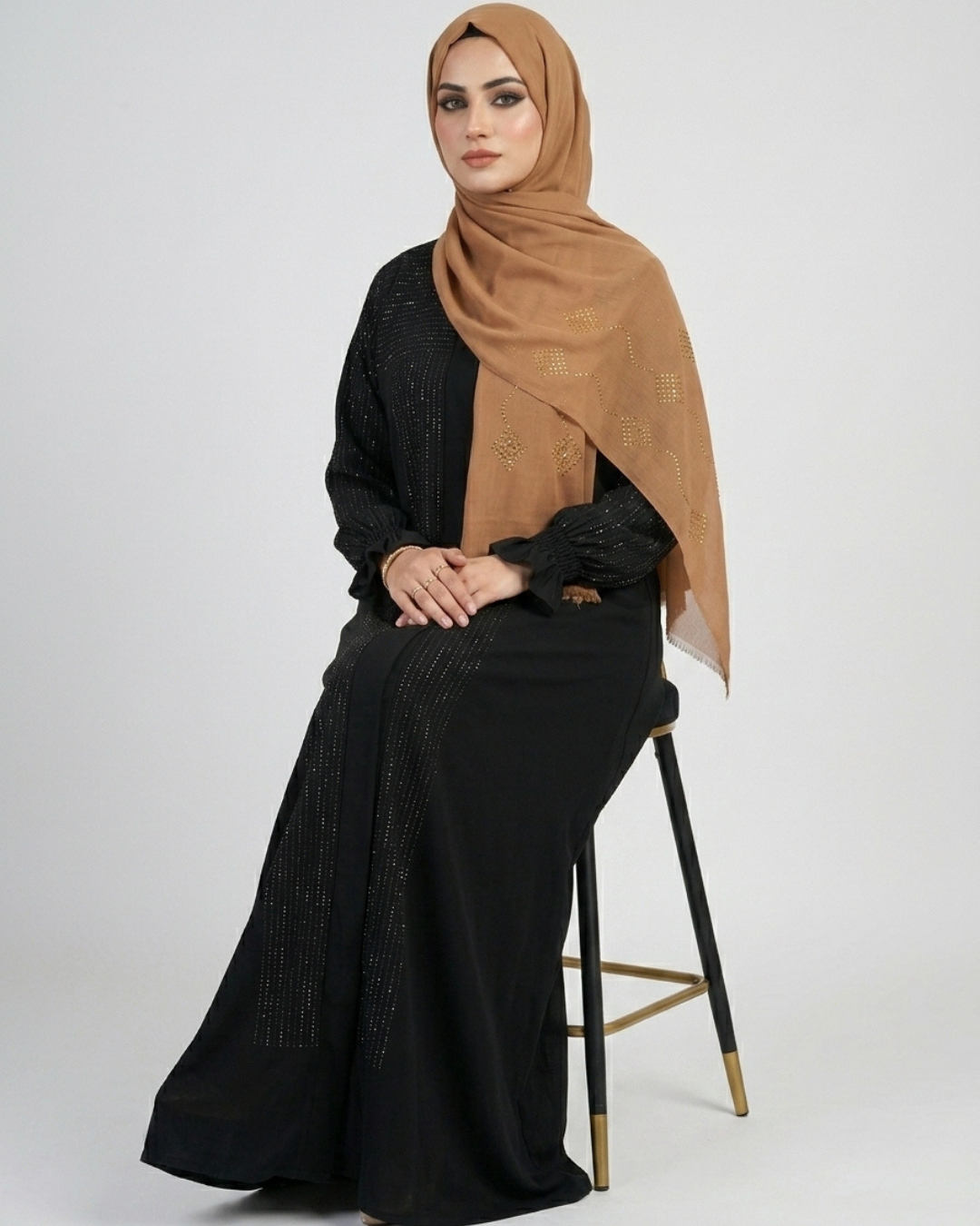 Nida fabric front closed abaya