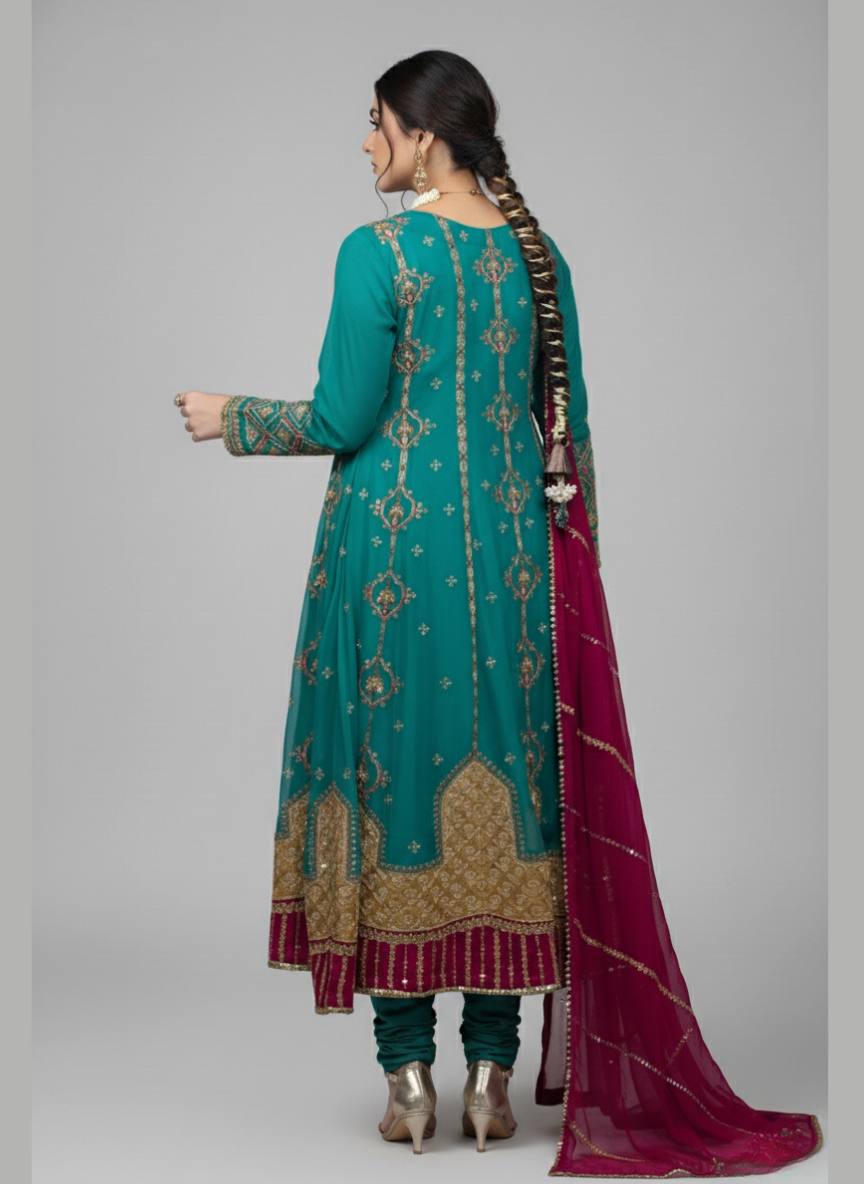 Frock style chiffon embroidery dress